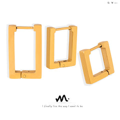 Geometric Rectangular Stainless Steel Hoop Earrings