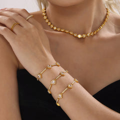 18K Gold-Plated Cubic Zirconia Heart Station Bracelet
