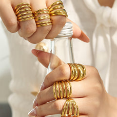 Polished Sculptural Stainless Steel Rings