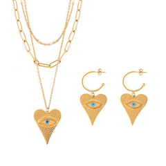 18K Gold-Plated Heart Eye-Motif Jewelry
