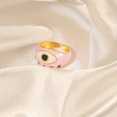 Gold-Tone Enamel Eye Open Ring