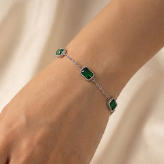 Green Cubic Zirconia Station Bracelet