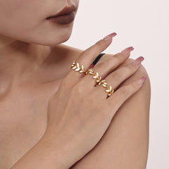 18K Gold-Plated & Silver-Tone Leaf Open Ring