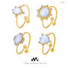 Gold-Tone Iridescent Stone Open Ring