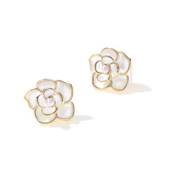 Marielle Vintage-Inspired Pearl Camellia Stud Earrings