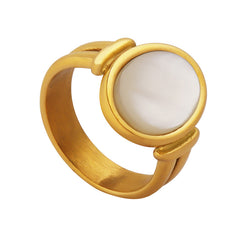 White Shell Round Accent Ring