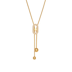 18K Gold-Plated Cubic Zirconia Sliding Lariat Necklace