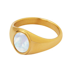 White Shell Minimal Band Ring
