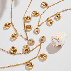 18K Gold-Plated Rounded Link Necklace or Bracelet