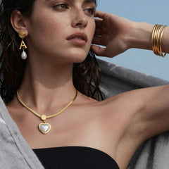 Pearl-Look Heart Pendant Necklace
