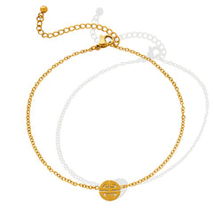 18K Gold-Plated Round Character Charm Anklet