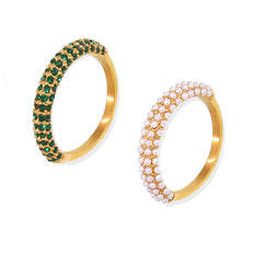 Cubic Zirconia or Pearl-Look Accent Ring