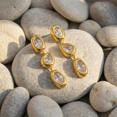 18K Gold-Plated Cubic Zirconia Triple Drop Earrings