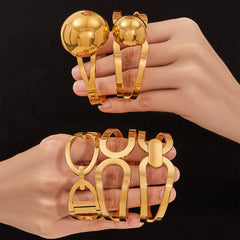 18K Gold-Plated Open Geometric Bangle Bracelets