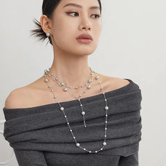 Camille Vintage-Inspired Pearl Stardust Layered Necklace