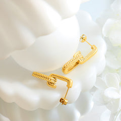 Textured Linked U-Drop Earrings