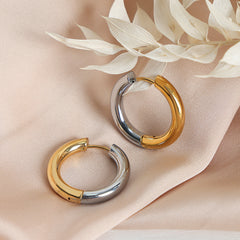 Two-Tone Rounded Hoop Earrings