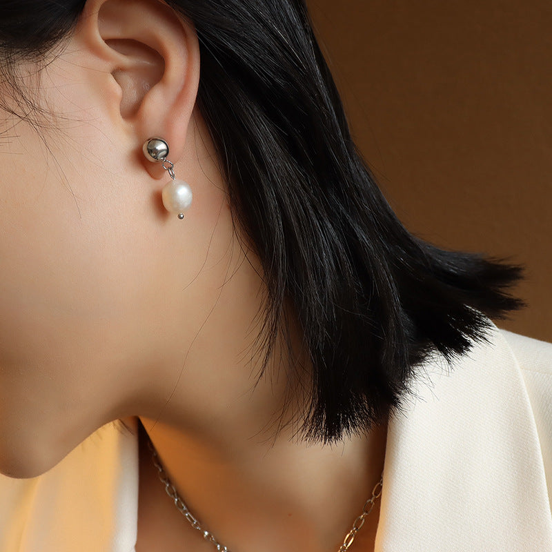 Cultured Freshwater Pearl Drop Stud Earrings