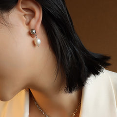 Cultured Freshwater Pearl Drop Stud Earrings