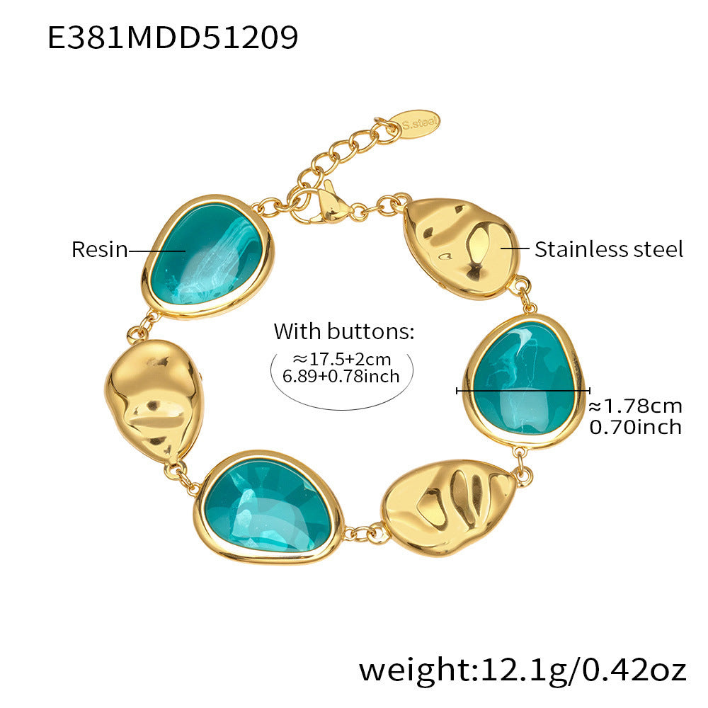 18K Gold-Plated Resin Teardrop Station Bracelet