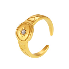 Cubic Zirconia Starburst Detail Ring