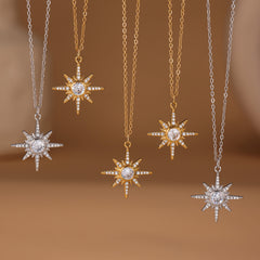 18K Gold-Plated Cubic Zirconia Starburst Necklace