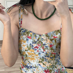 Green Chalcedony Beaded Necklace