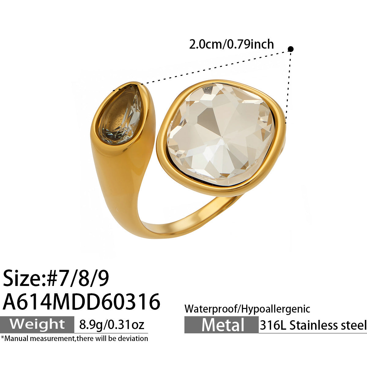 Colorful Glass Stone Statement Rings