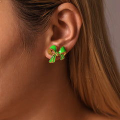 Enamel Bow Stud Earrings