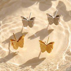 18K Gold-Plated Textured Butterfly Stud Earrings