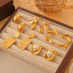 Sculptural Pearl-Look Stud Earrings