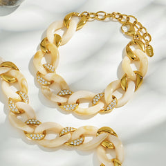 Color Resin and Cubic Zirconia Curb Bracelet