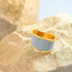 Blue Enamel Open Band Ring