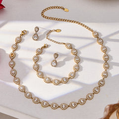 Cubic Zirconia Teardrop or Heart Necklace, Bracelet or Earrings