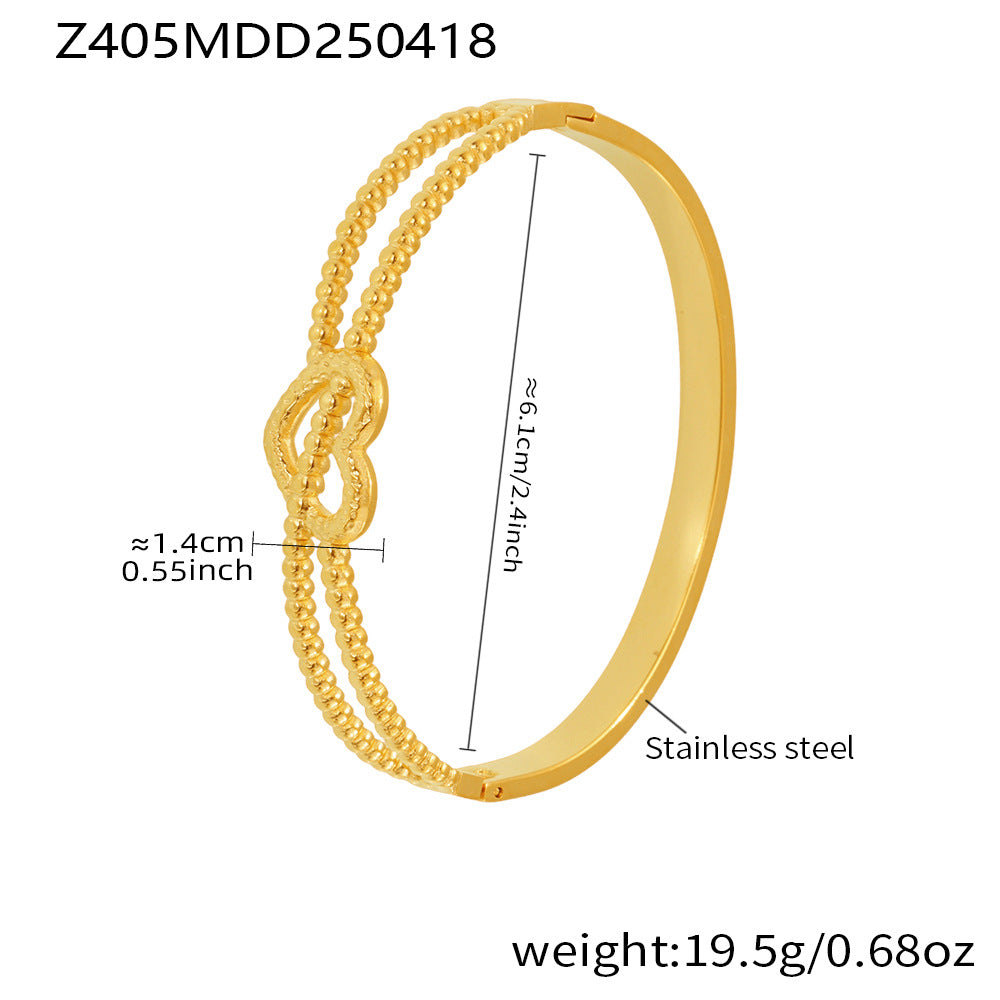 Double Line Heart Detail Bangle Bracelet