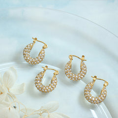 Cubic Zirconia Multi-Row Hoop Earrings