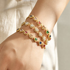 Adjustable Cubic Zirconia Heart Bracelet