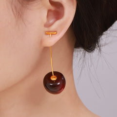 Resin Cherry-Inspired Drop Earrings