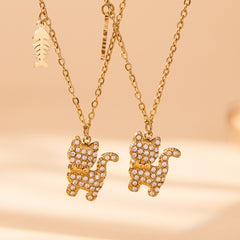 Cat Cubic Zirconia Necklace or Bracelet