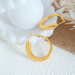 Gold-Tone Rounded Hoop Earrings