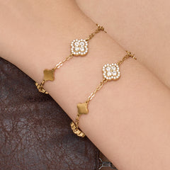 Cubic Zirconia Clover Necklace or Bracelet