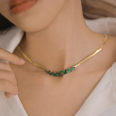 Daphne Vintage-Inspired Emerald-Tone Pavé Choker Necklace