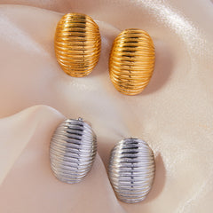 Ribbed Oval Stud Earrings