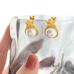 Cherub Pearl-Look Stud Earrings