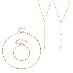 Cubic Zirconia Layered Necklace & Bracelet