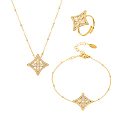 Cubic Zirconia Geometric Flower Jewelry