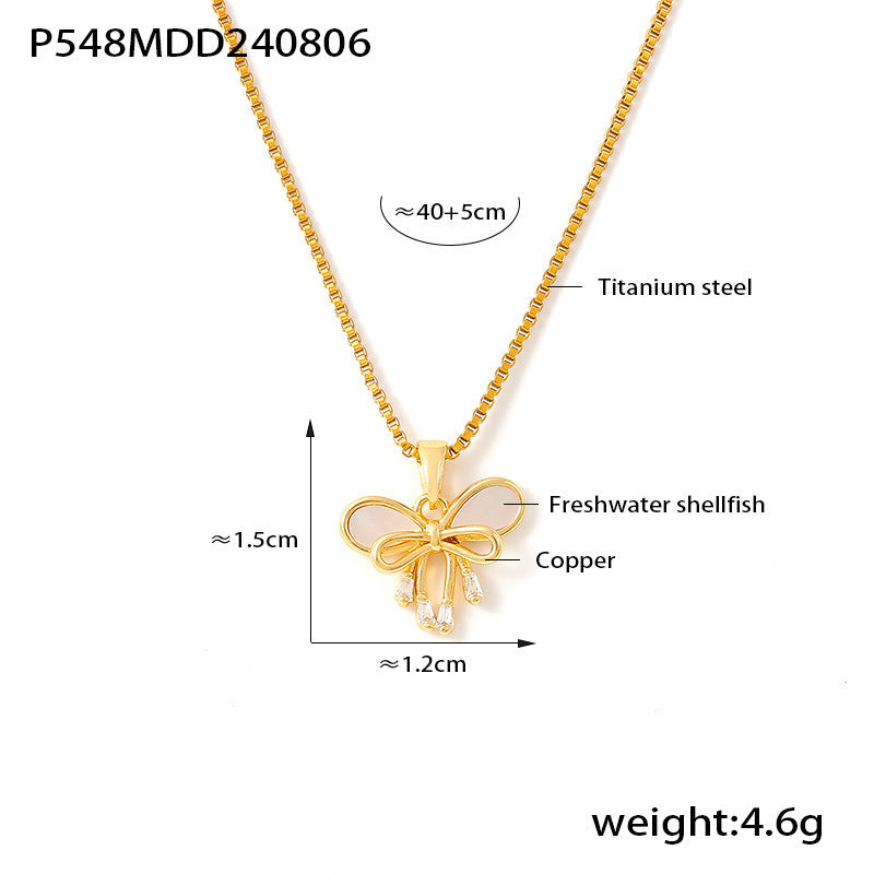 18K Gold-Plated Double Bow Pendant Necklace