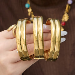 Geometric Bamboo-Style Cuff Bracelet