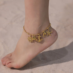Gold-Tone Cubic Zirconia Charm Bracelet or Anklet