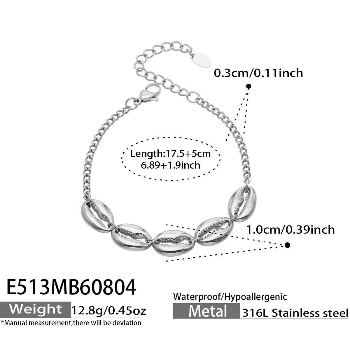18K Gold-Plated Shell Motif Link Bracelet